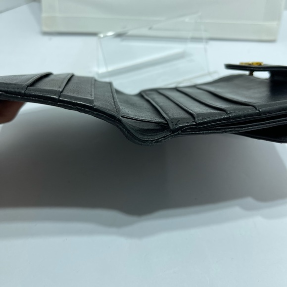 Chanel Quilted double flap wallet  in black lambskin leather. - Picture 11 of 16